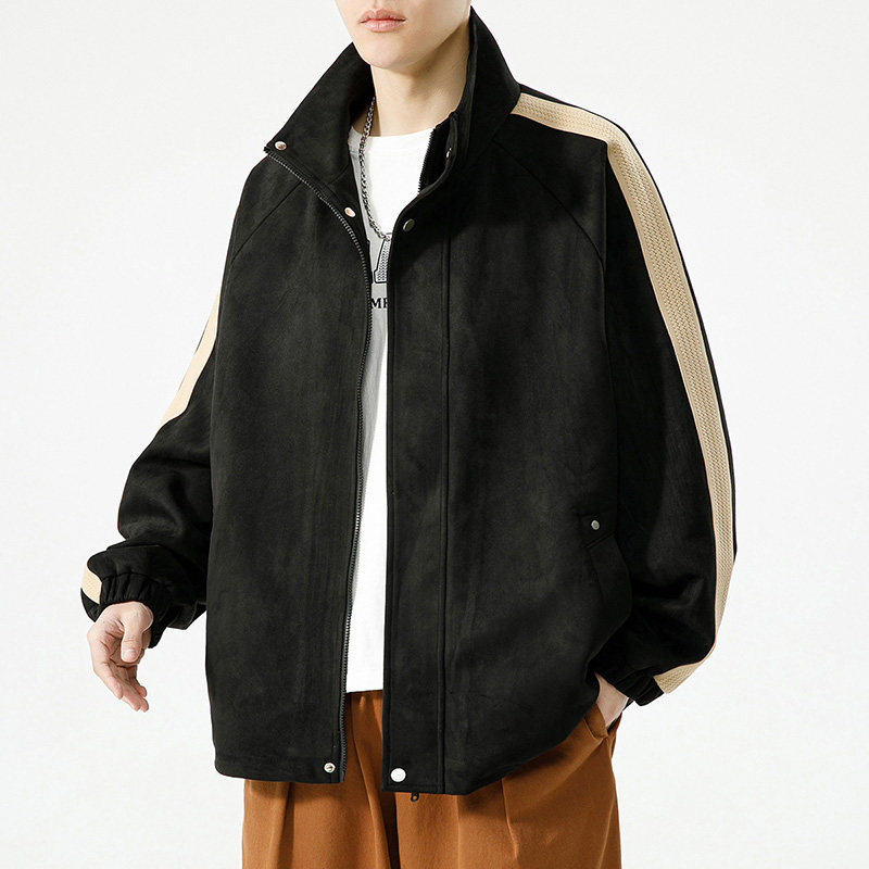 New autumn and winter men's suede flight jacket American outdoor lapel jacket