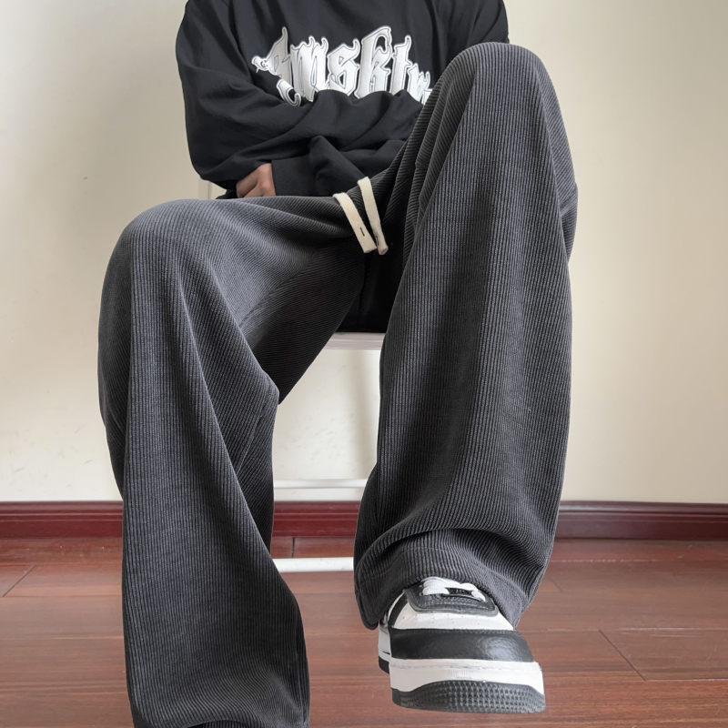 320 heavyweight European cotton velvet straight casual pants for men solid color floor mopping pants