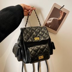 Xiaoxiang style diamond chain backpack women's 2024 new high-end multi-pocket mini portable small backpack