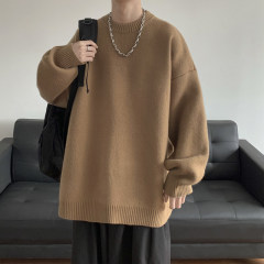 Men's autumn and winter round neck pullover loose and versatile knitted sweater