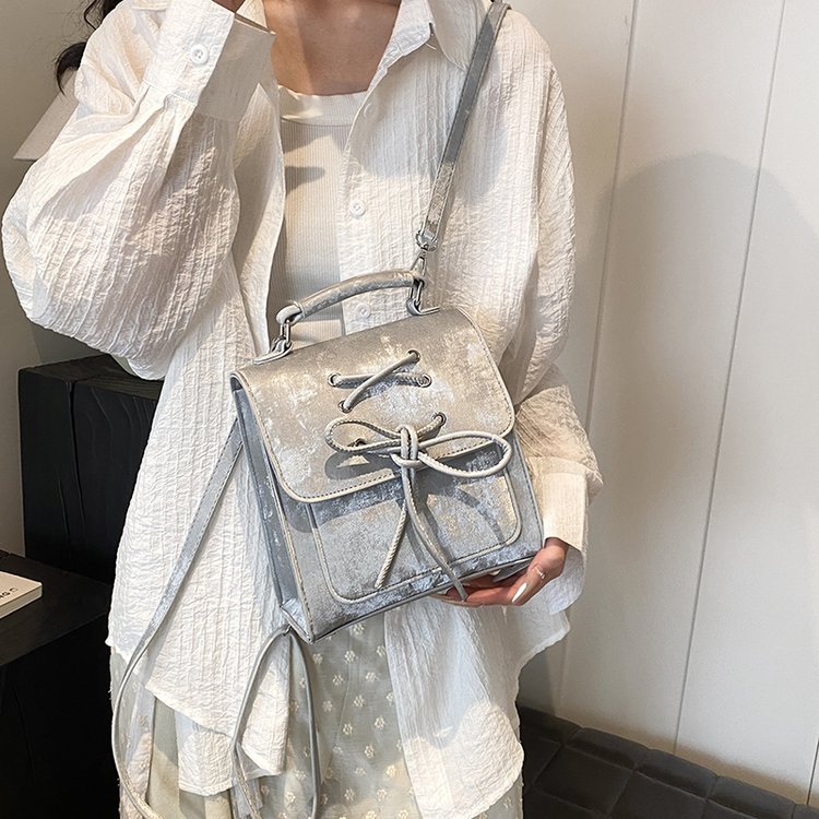 High-end ballet style bow small backpack 2024 summer new style work and commuting backpack outing travel school bag