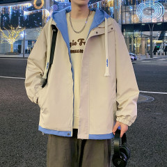 Autumn fake two-piece jacket men's trendy fashion casual jacket patchwork top