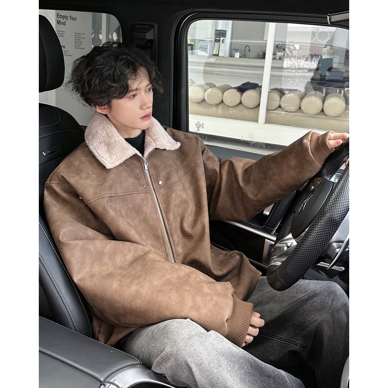 Fur tie-dye plus velvet thickened loose casual cotton coat