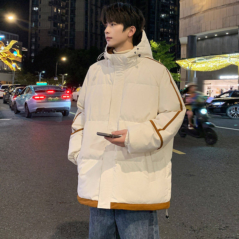 Hong Kong style winter hooded thickened tops and coats for men