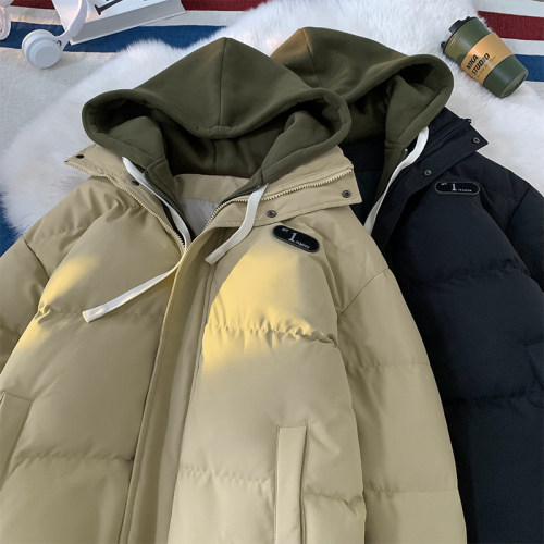 The two-piece three-proof thickened fake two-piece spliced ​​hooded cotton coat winter cotton coat