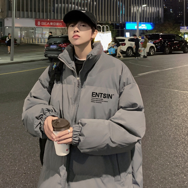 Specially approved Hong Kong style night view new loose and fashionable letter printed lapel cotton coat