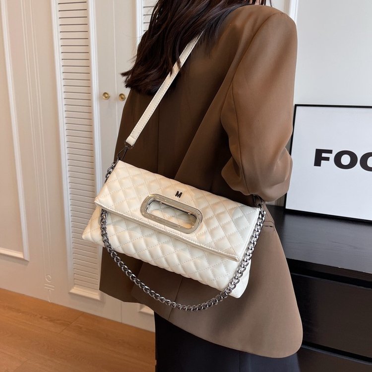 Niche light luxury folding ear bag for women 2024 new fashion crossbody bag high-end rhombus chain armpit bag cross-border
