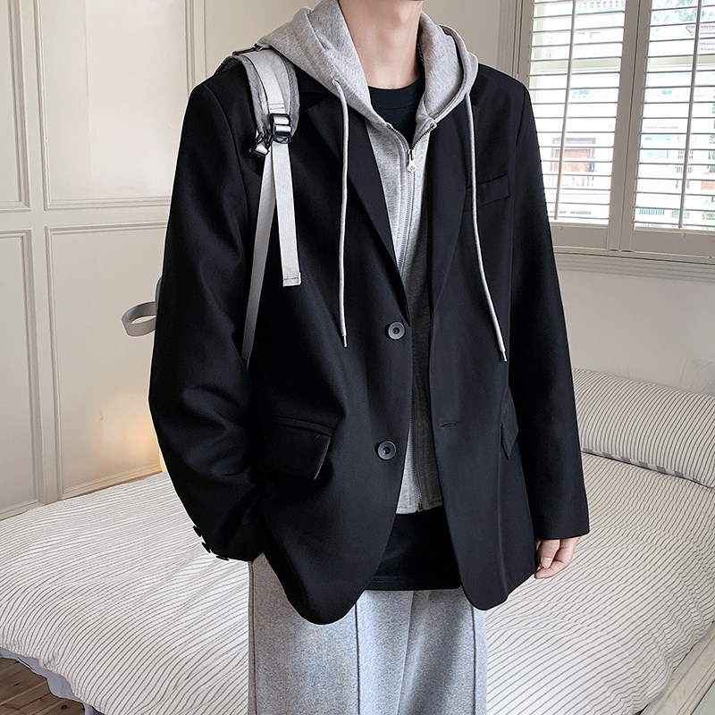 Autumn new fake two-piece suit Hong Kong style hooded Korean style casual suit