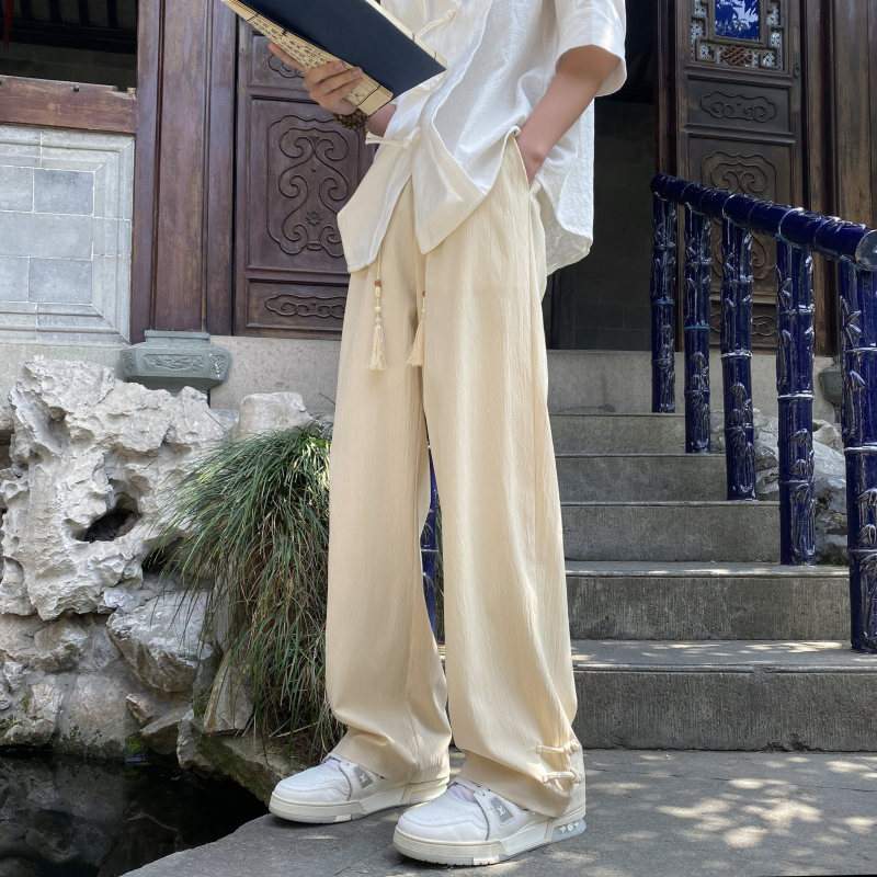 New Chinese Style New Chinese Style Breasted Design Loose Casual Pants