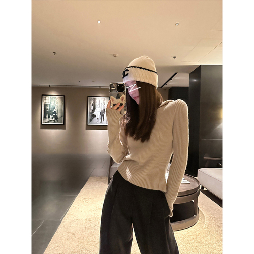 Ready stock~Autumn lazy style sweater sweater short bottoming hooded woolen top