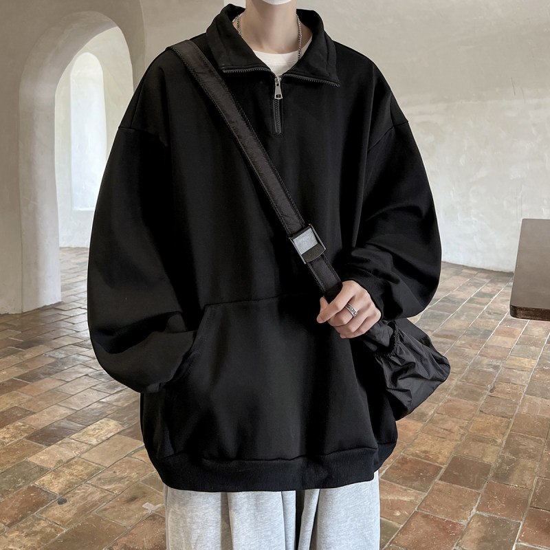 360g heavyweight jacket lining half zipper lapel