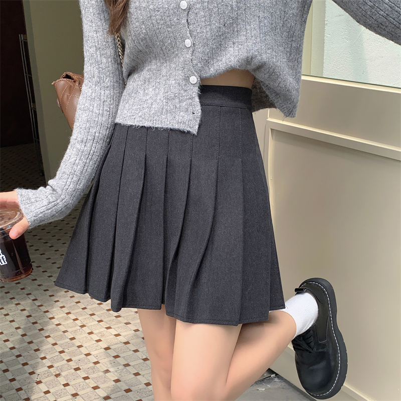 Actual shot and real price ~ Thick woolen pleated skirt, versatile, high-waisted, slimming BM skirt, A-line skirt with trendy lining