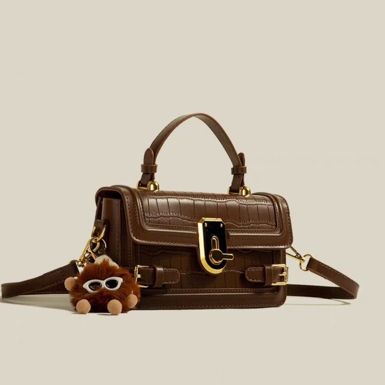 2024 New Simple Fashion Bag Women's Stone Pattern Lock Handbag Wholesale Commuting Niche Retro Shoulder Bag