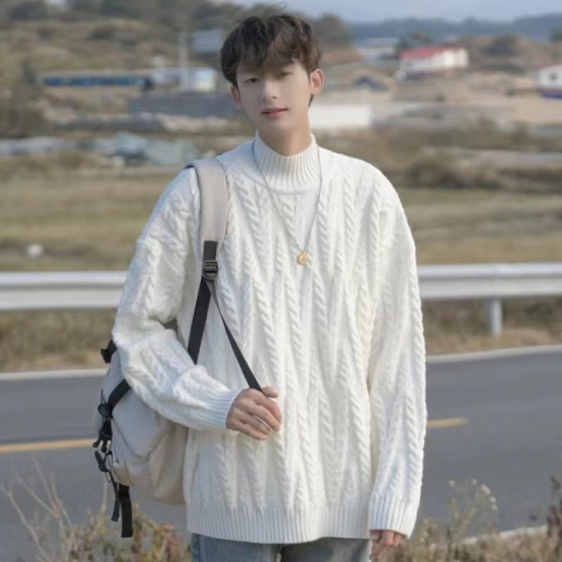 New autumn and winter sweaters men's sweaters knitted sweaters men's spring and autumn velvet thickened men's sweaters trend