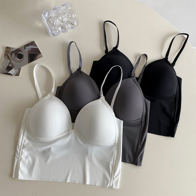 Actual shot of real-price small suspender tops for women in autumn, back-slim underwear, slim-fitting ice silk sports chest-wrapped vests