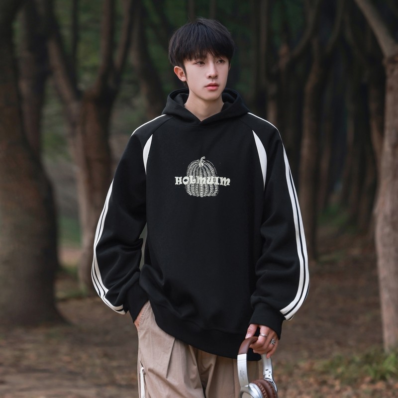 Spring new American style heavy color hooded pullover sweatshirt