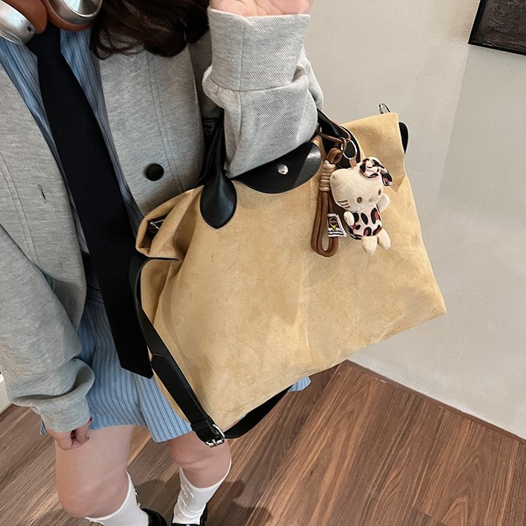 Retro handbags dragon bags, frosted suede large-capacity tote bag, autumn and winter commuter shoulder bag, women's bag