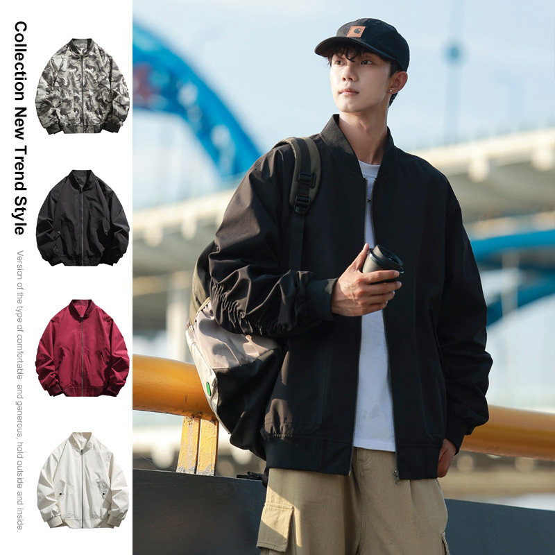 American bomber jacket men's spring and autumn Hong Kong style high street couple's trendy assault jacket