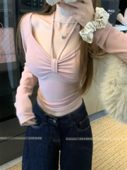 Brushed Warm Waist Long Sleeve Bottoming Shirt Women's Layer Top