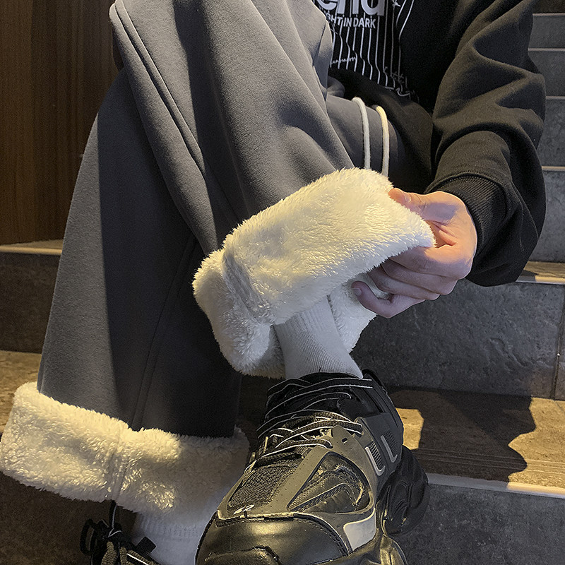 fleece thickened sweatpants lamb wool casual pants