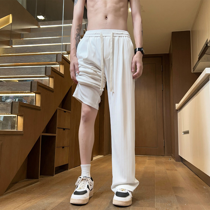 Summer thin ice silk pants for men, loose casual pants, cool trousers, solid color versatile pants
