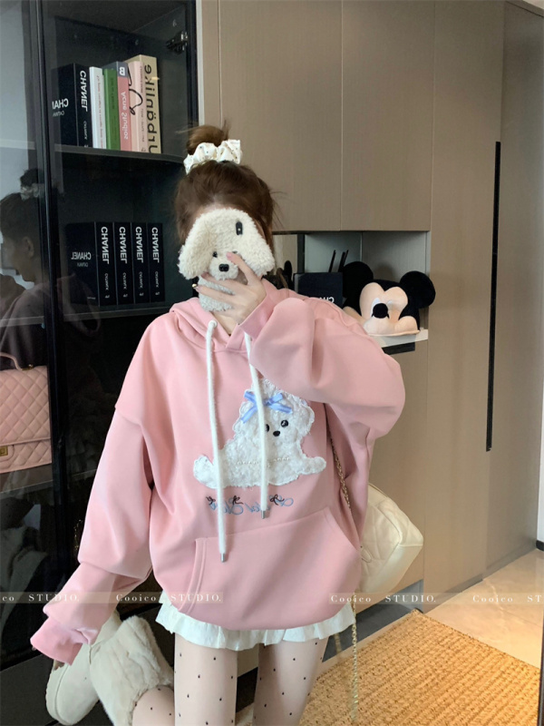 Autumn and winter new popular velvet thickened hooded pullover sweatshirt for women