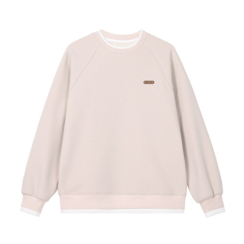 New winter style Hong Kong style outdoor large size fake two-piece fleece sweatshirt