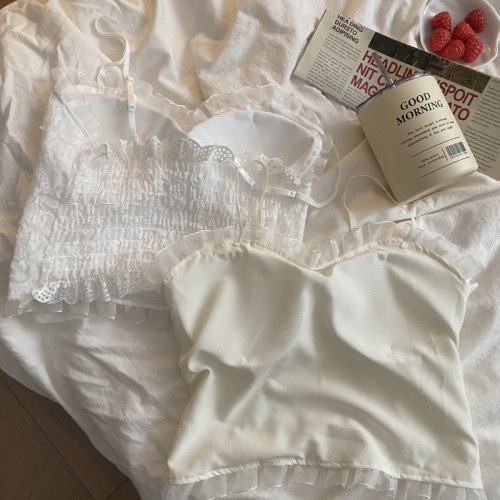 Real-priced sexy lace camisole for women to wear inside and outside, with a beautiful back, tube top, sleeveless short top