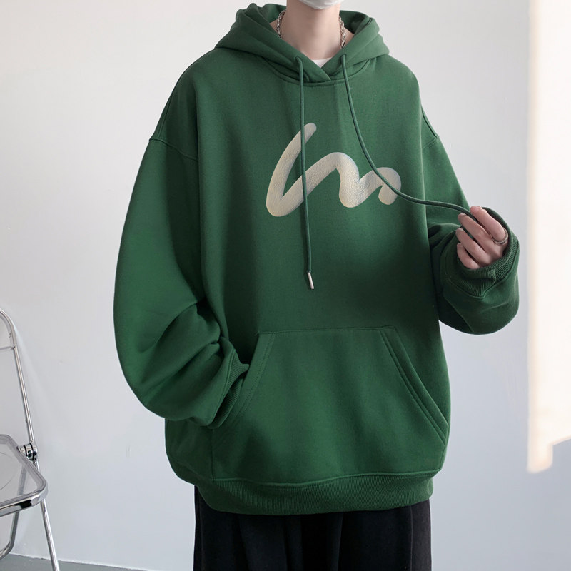 !  Foam printing!  Men's hooded round neck sweatshirt Hong Kong style hoodie