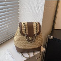 This year's trendy women's bag 2024 new fashion chain solid color braided retro Korean style portable niche backpack