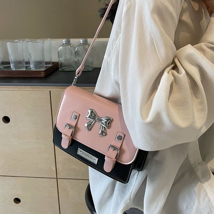 Cute girly bow Cambridge bag for women 2024 new spring and summer fashion messenger bag commuter shoulder crossbody bag