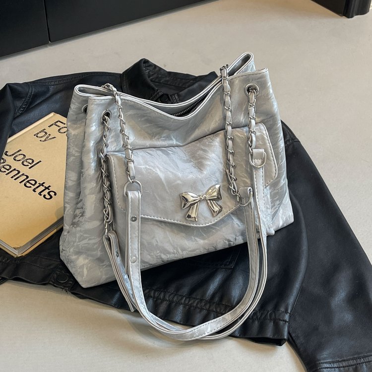 Korean style large-capacity tote bag for women 2024 new fashion versatile shoulder bag simple casual texture armpit bag