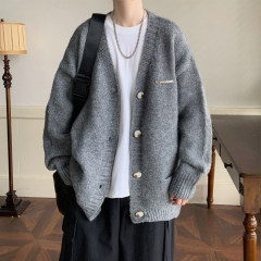 Continuous data V-neck sweater cardigan loose thickened sweater jacket
