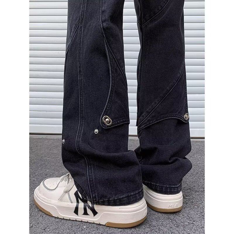 Black jeans men's spring and autumn handsome street pants design jeans online picture