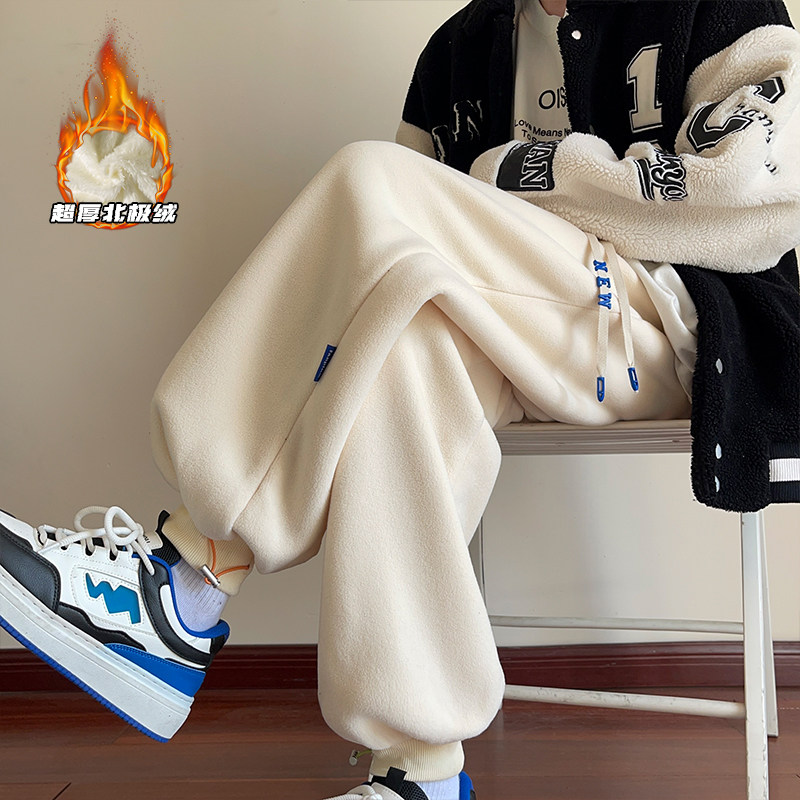 New winter Hong Kong style interior large size extra thick arctic fleece polar fleece sweatpants