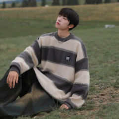 Autumn and winter round neck embroidered versatile sweater and sweater