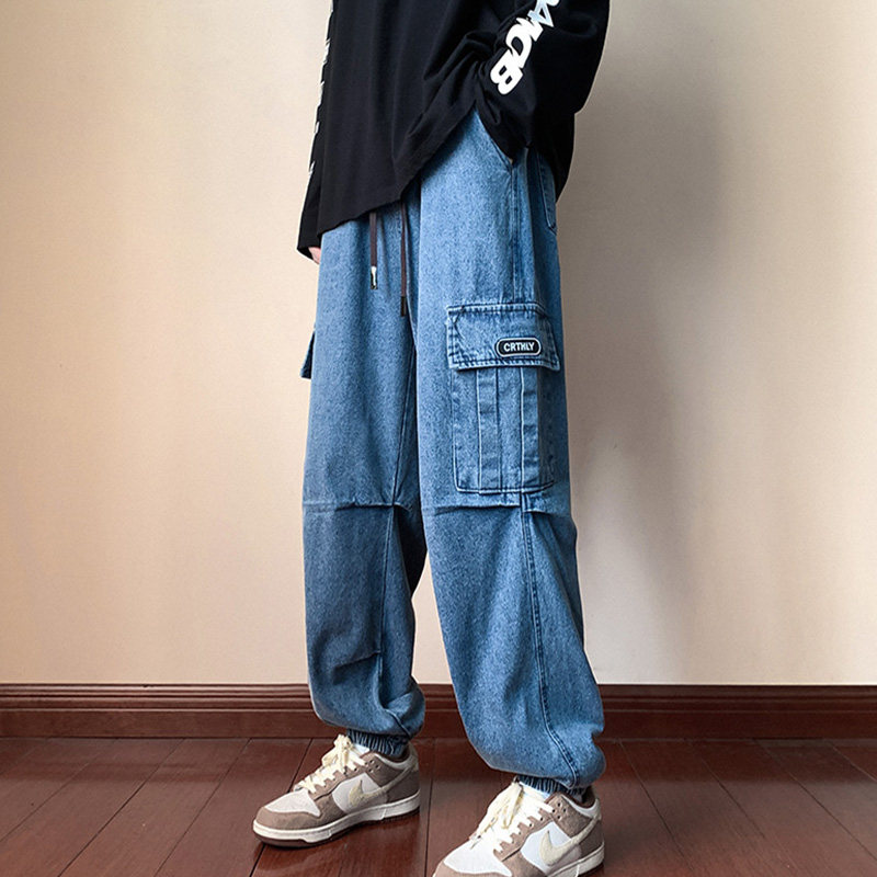 Autumn workwear jeans, loose hanging casual long pants, dad pants