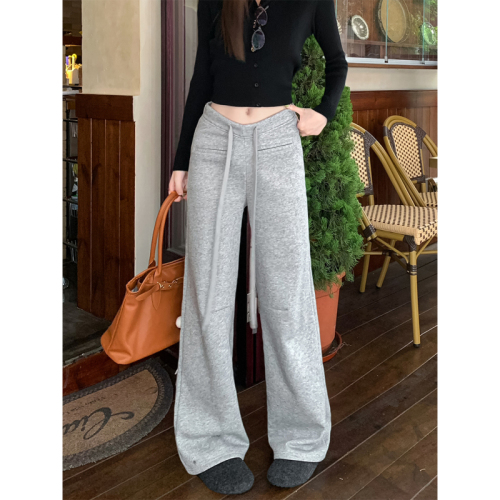 Velvet thickened wide leg pants women's drapey loose pants 2024 new casual pants floor mopping pants