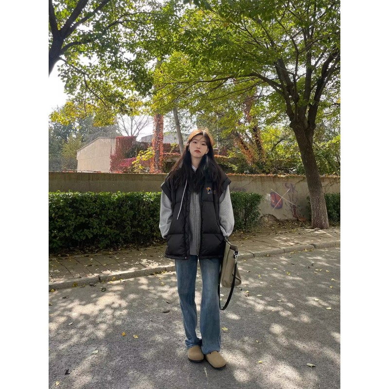 Autumn and winter vest for women, college style European style vest, cotton-padded jacket, internet celebrity waistcoat top, trendy jacket
