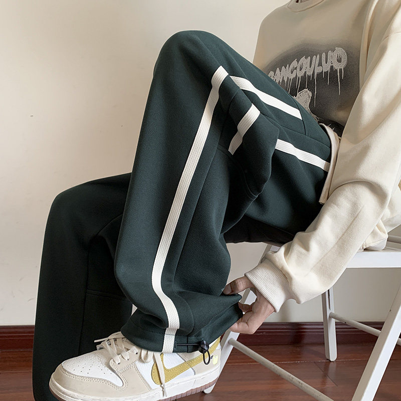 Hong Kong style casual pants for men, Hong Kong style loose straight leg mopping pants, leggings and sweatpants