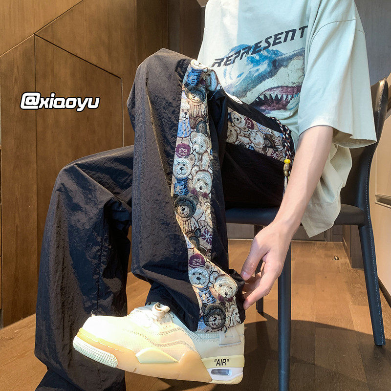 Early autumn new style Chinese style bear patchwork embroidered casual pants