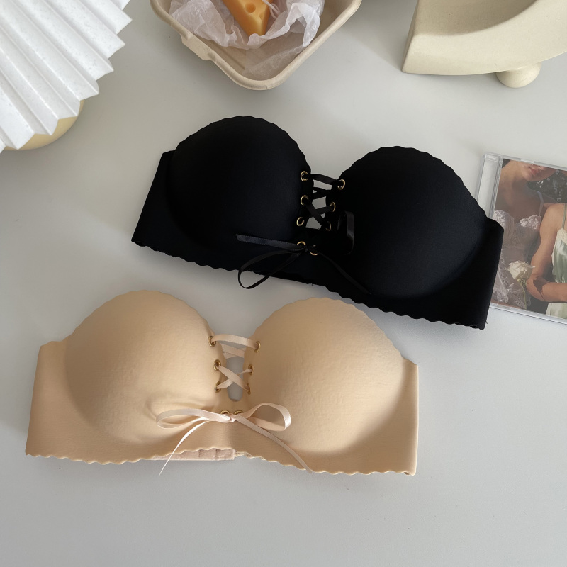 Real shots and real prices ~ Strapless push-up bra, tube top style invisible non-slip off-shoulder small breast bra anti-exposure wrapped chest
