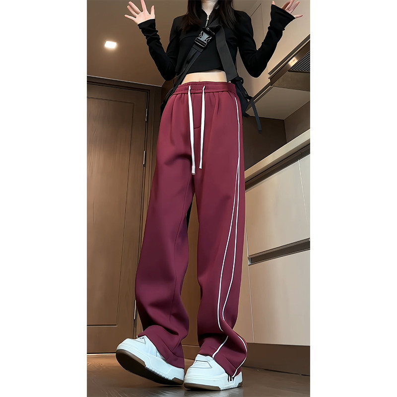 Change to thinner autumn new Hong Kong style interior webbing sweatpants