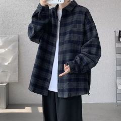 Xiaoxiangfeng jacket men's trendy brand plaid woolen top casual teenagers handsome shirt style jacket men