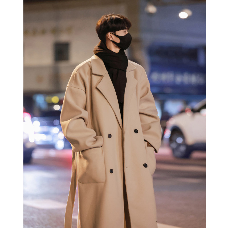 Korean style British style woolen coat autumn and winter high-end mid-length knee-length windbreaker jacket