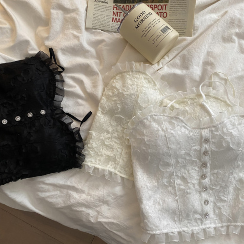 Real-priced sexy lace camisole for women to wear inside and outside, with a beautiful back, tube top, sleeveless short top