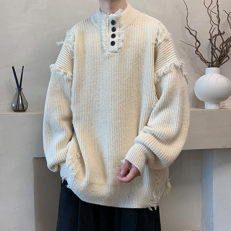 Autumn and winter design new sweater men's versatile simple trendy men's loose knitted sweater jacket