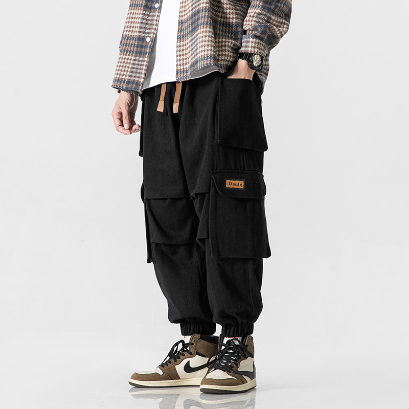 Autumn new large size leggings and multi-pocket workwear trendy slacks