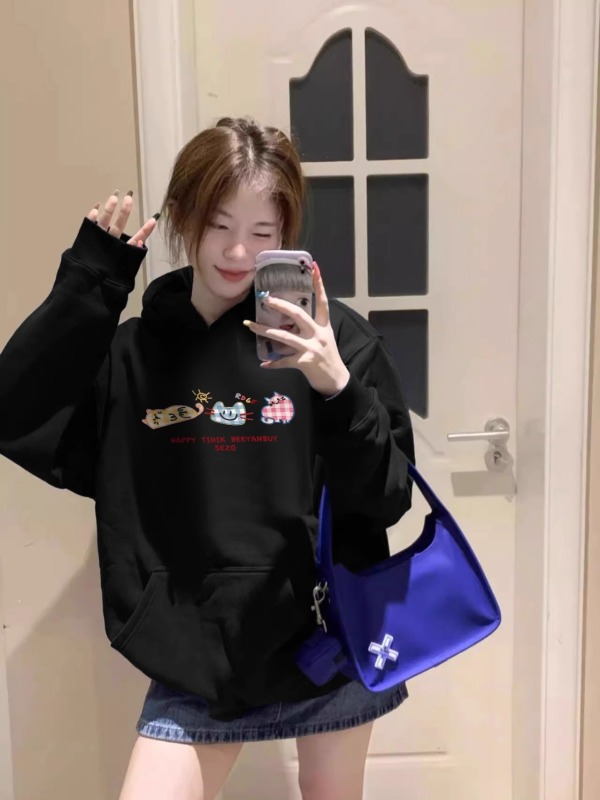 Imitation cotton Chinese cotton silver fox velvet 400g milk silk 310G quality double layer hooded sweatshirt for women in autumn and winter