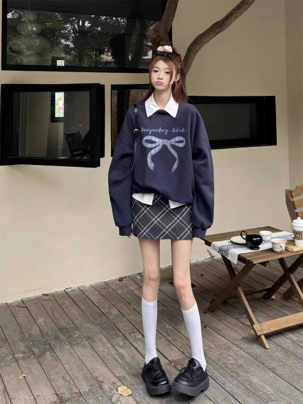 Anti-cotton Chinese cotton composite milk silk 300g silver fox velvet 400g loose autumn and winter versatile round neck sweatshirt